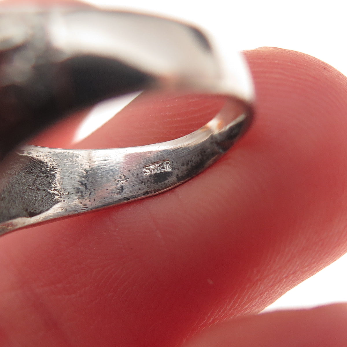 925 Sterling Silver Vintage Heart Oxidized Signet Ring Size 4