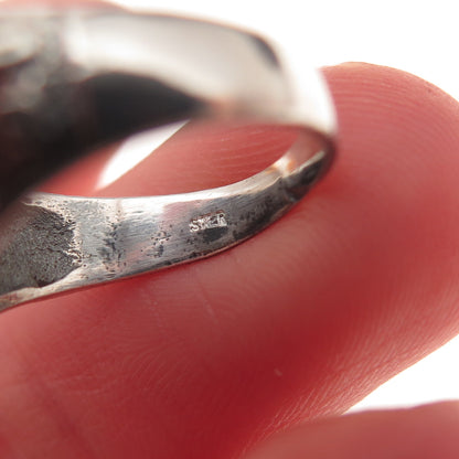 925 Sterling Silver Vintage Heart Oxidized Signet Ring Size 4