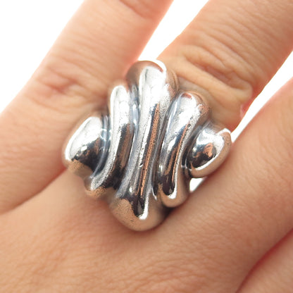 925 Sterling Silver Vintage Mexico Modernist Oxidized Ring Size 6.75