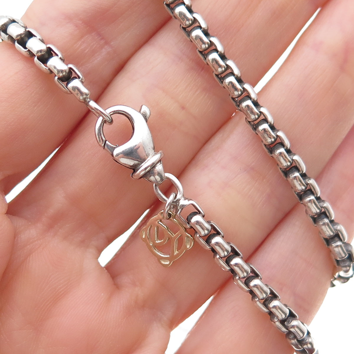 David Yurman 925 Sterling Silver Vintage Round Box Chain Necklace 32"