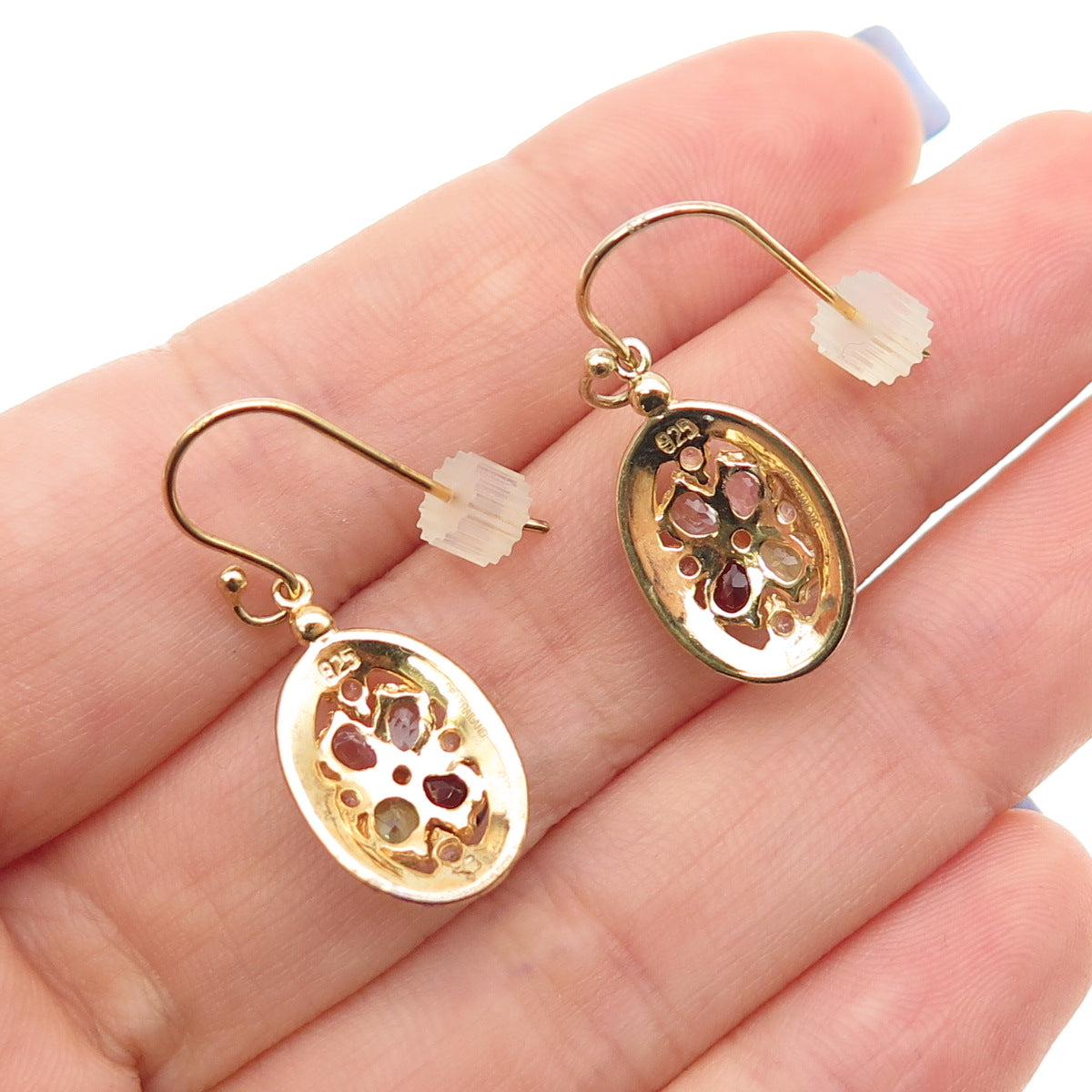 DEE BERKLE Sterling Silver Gold Plated Topaz Amethyst Garnet & Peridot Earrings