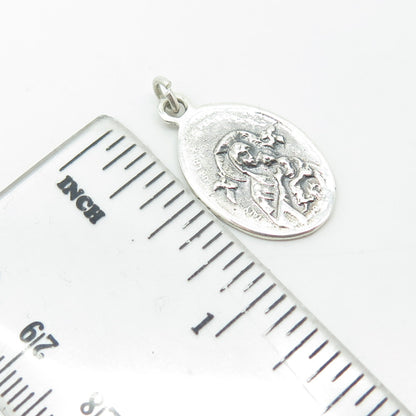 925 Sterling Silver Vintage Saint Mary & Baby Jesus Religious Medal Pendant