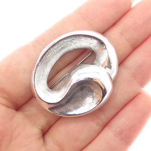 835 Silver Vintage European Modernist Oxidized Pin Brooch