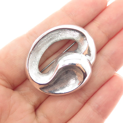 835 Silver Vintage European Modernist Oxidized Pin Brooch