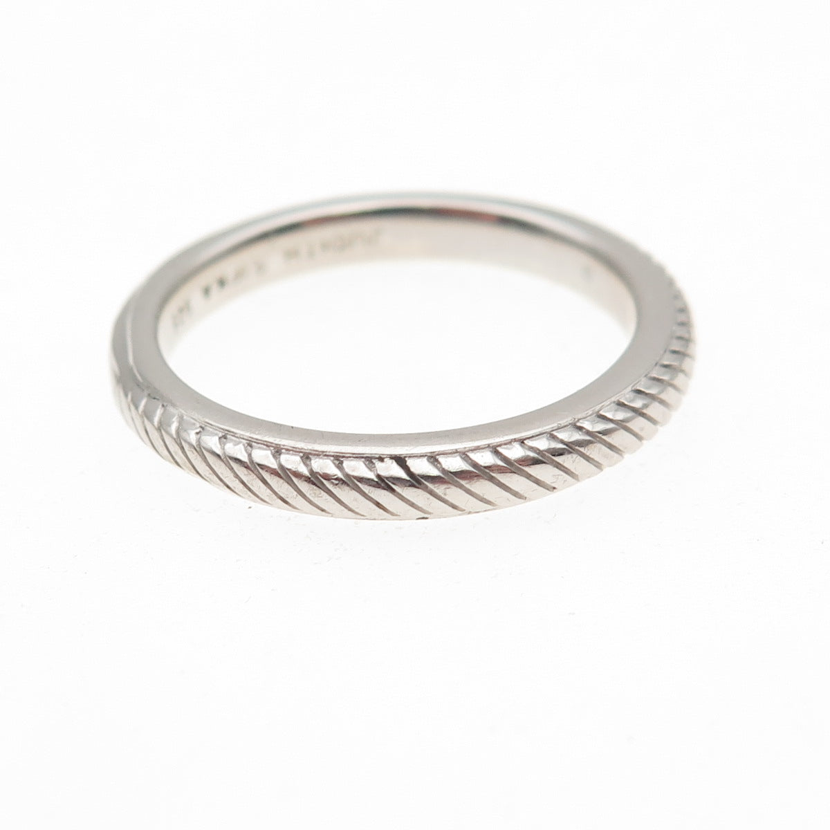 JUDITH RIPKA 925 Sterling Silver Vintage Ribbed Band Ring Size 9