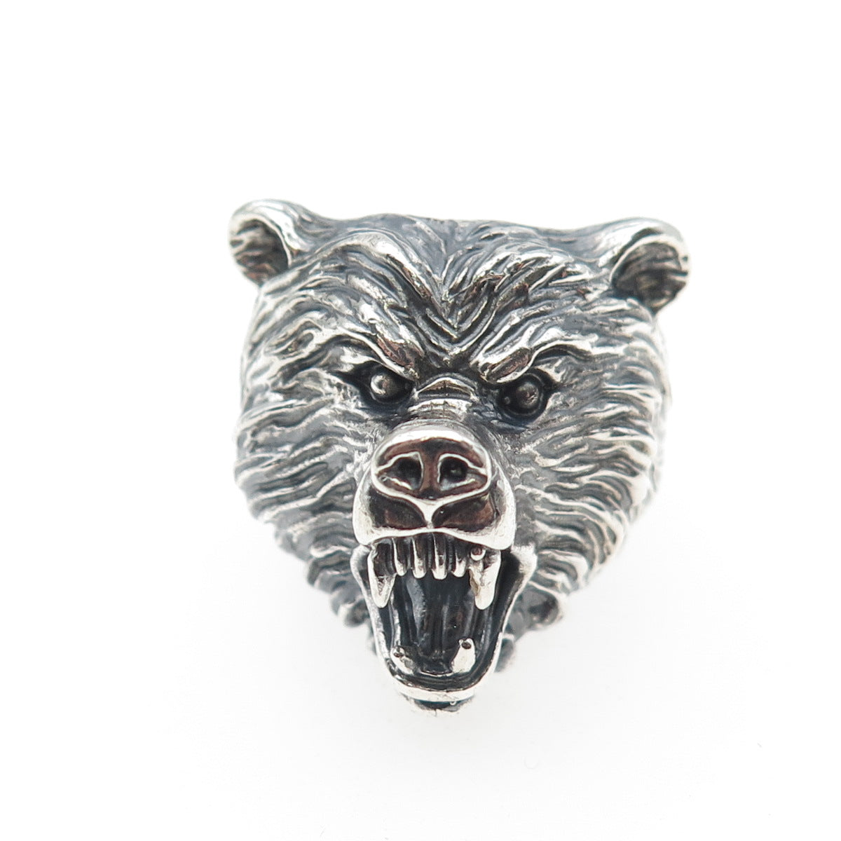 925 Sterling Silver Vintage Grizzly Bear Oxidized Ring Size 10