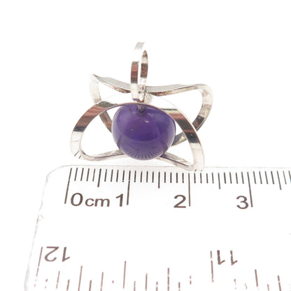 KUPITTAAN KULTA 925S Sterling Silver Vintage Finland Amethyst Modernist Pendant