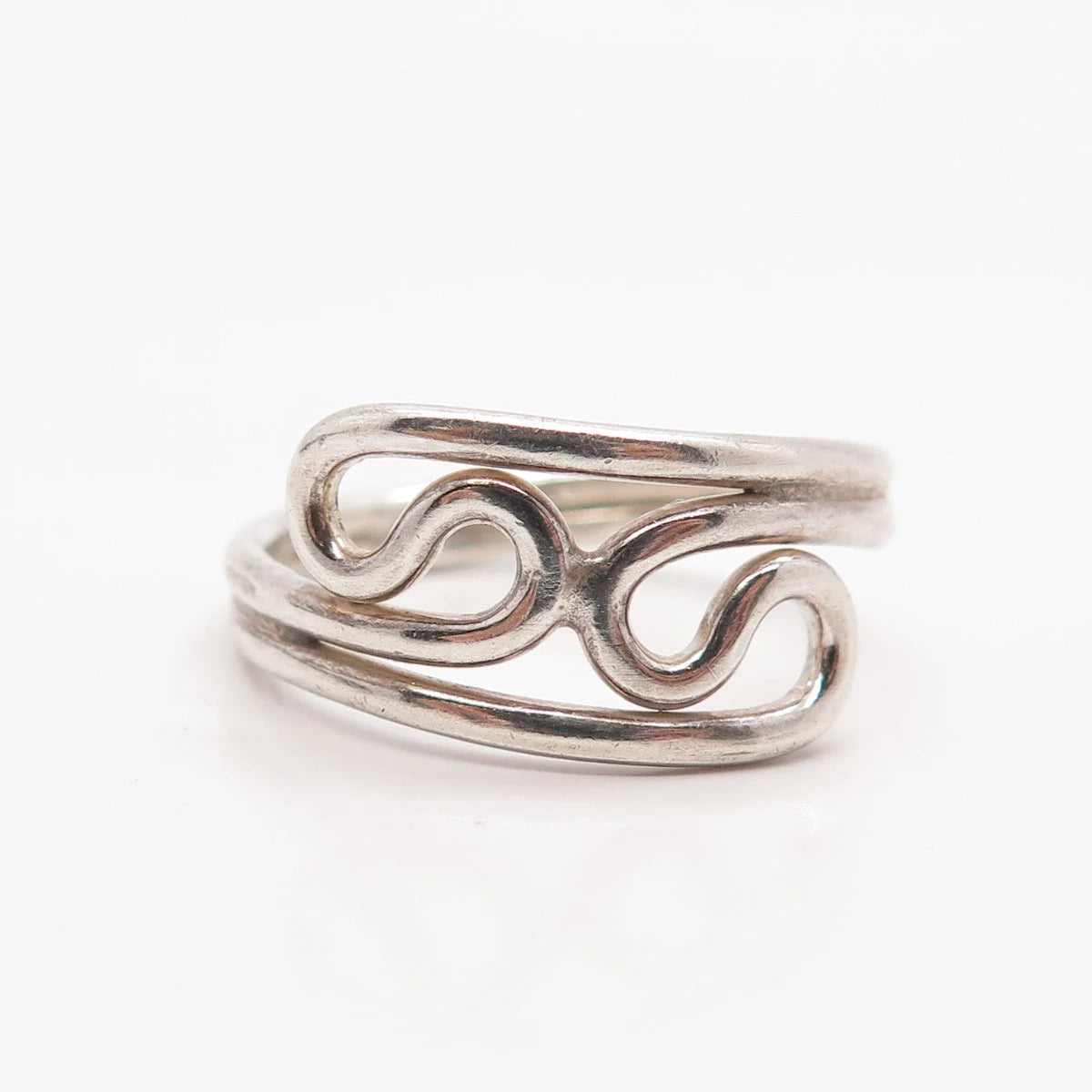 925 Sterling Silver Vintage Twisted Modernist Ring Size 9.75