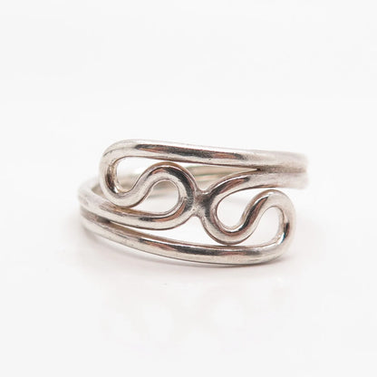 925 Sterling Silver Vintage Twisted Modernist Ring Size 9.75