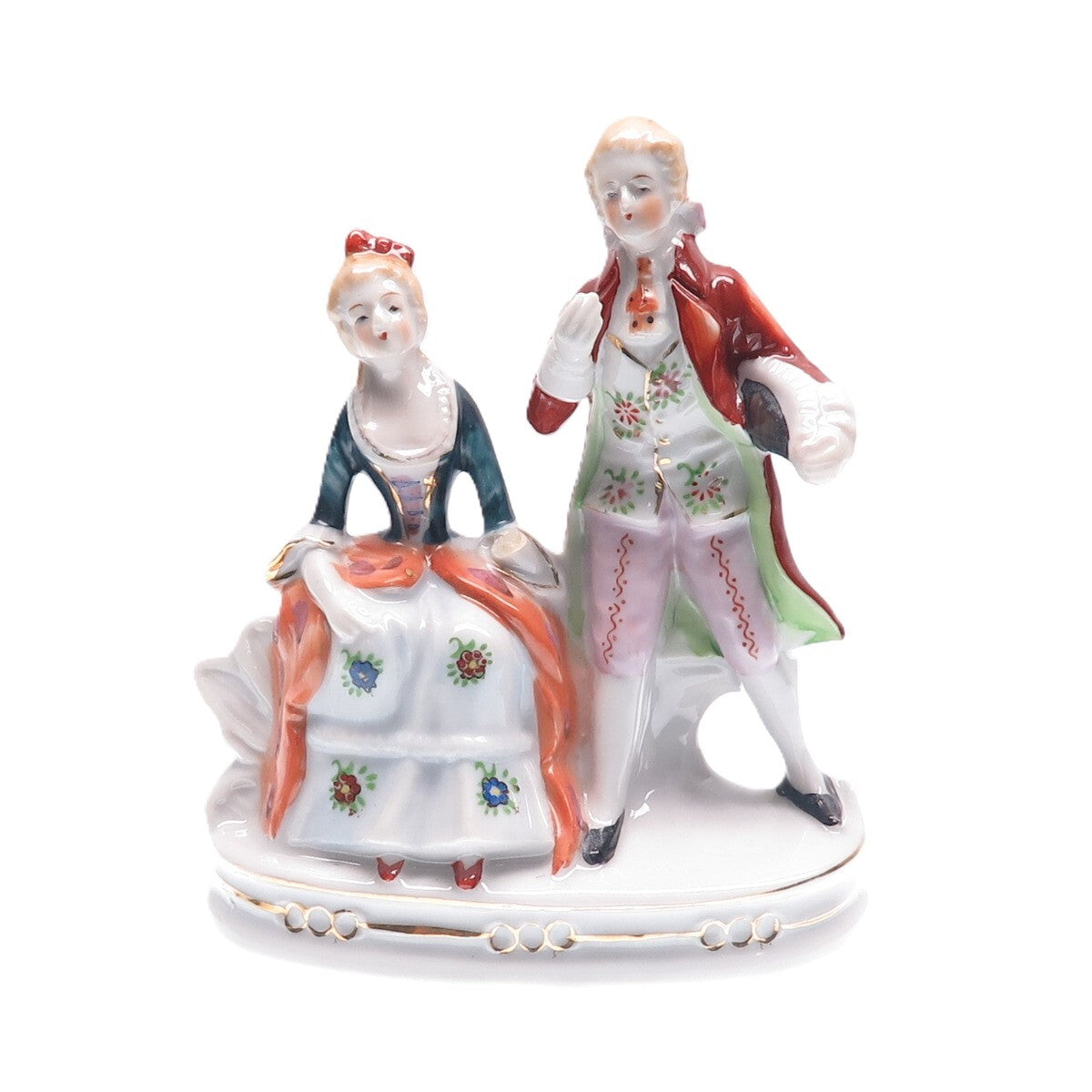 Antique 1945-1952 Made in Occupied Japan Couple Hand-Painted Porcelain Figurine