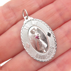 Art's Elegance 925 Sterling Silver Vintage Rhinestone Bridesmaid Charm Pendant