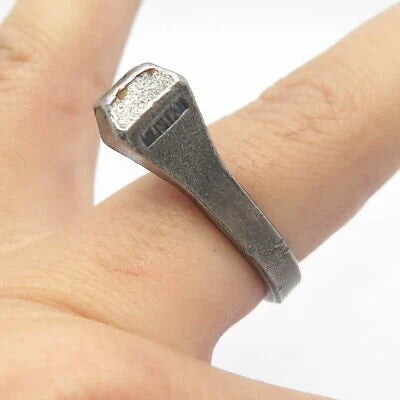 925 Sterling Silver Vintage Square Adjustable Gap Ring Size 7.25