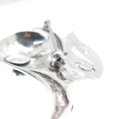 PETTELL'S 925 Sterling Silver Vintage Modernist Floral Leaf Pin Brooch