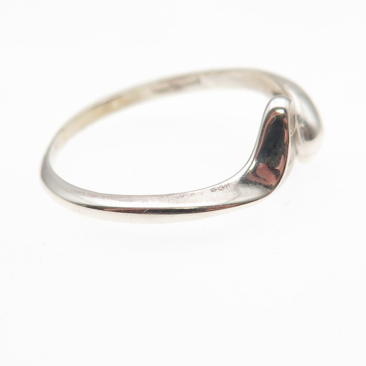925 Sterling Silver Vintage Heart Bypass Ring Size 7