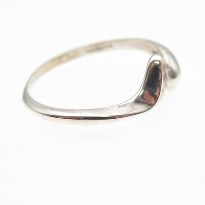 925 Sterling Silver Vintage Heart Bypass Ring Size 7