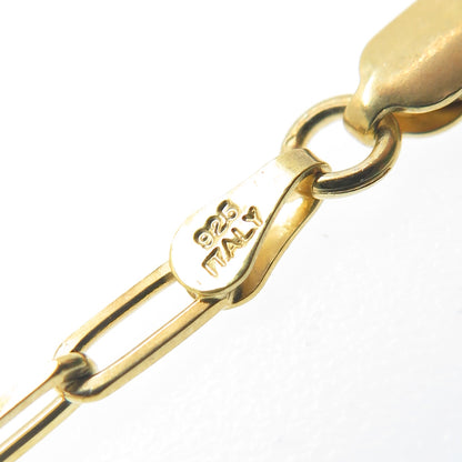 925 Sterling Silver Gold Plated Italy Paperclip Link Bracelet 8"