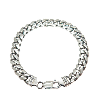 925 Sterling Silver Vintage Italy Cuban Link Oxidized Bracelet 7.75"