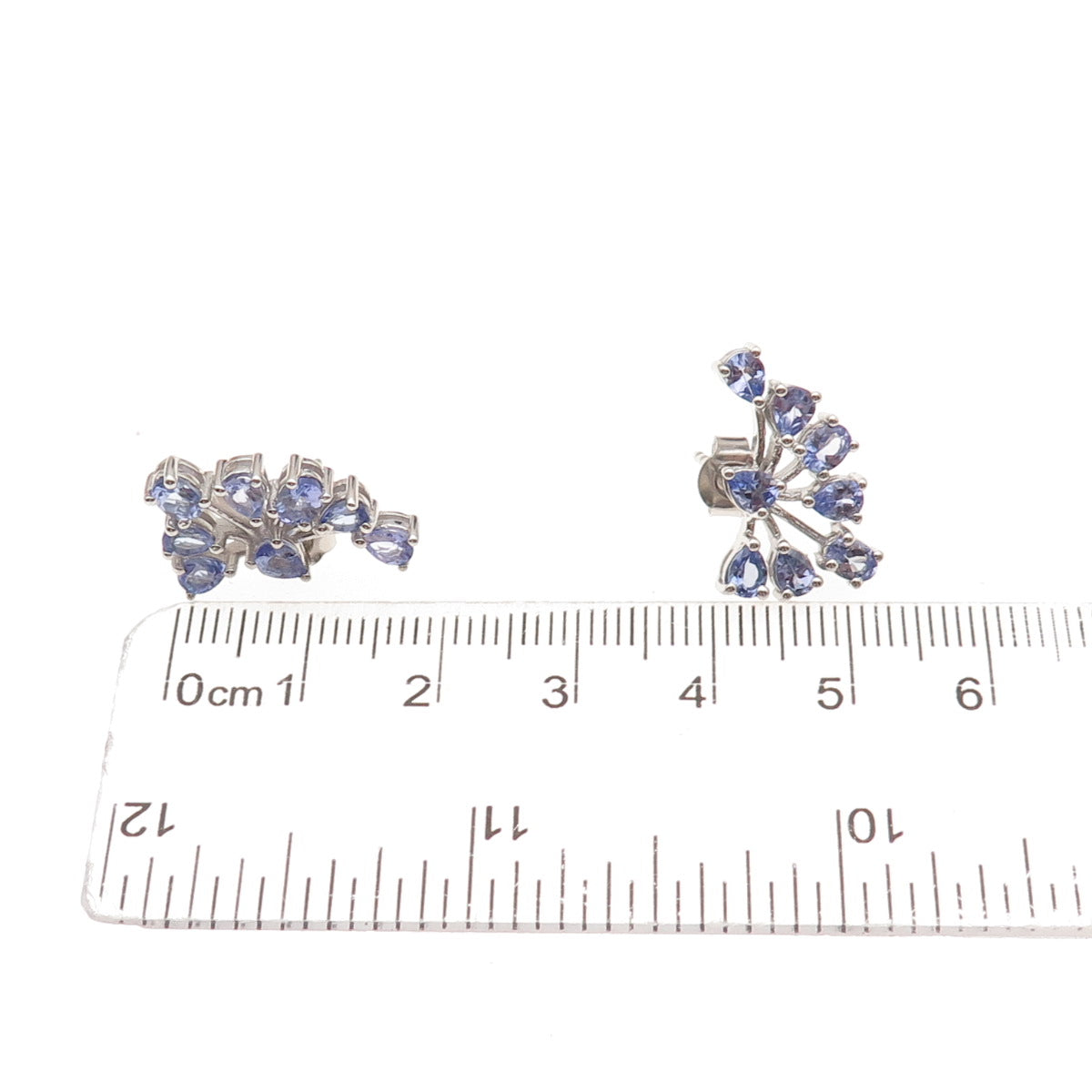 Chuck Clemency 925 Sterling Silver Real Pear-Cut Tanzanite Firework Earrings