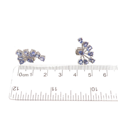 Chuck Clemency 925 Sterling Silver Real Pear-Cut Tanzanite Firework Earrings