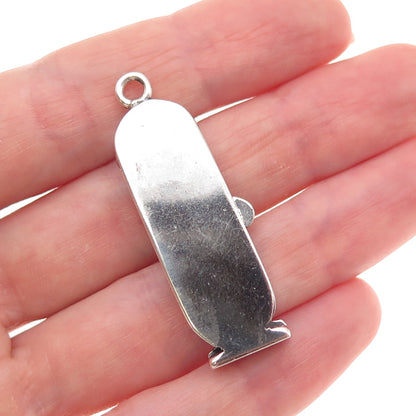 800 Silver Vintage Egyptian Pharaoh Cartouche Oxidized Locket Charm Pendant