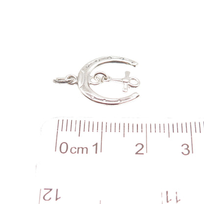 925 Sterling Silver Antique Art Deco Horseshoe Good Luck Mini Charm Pendant