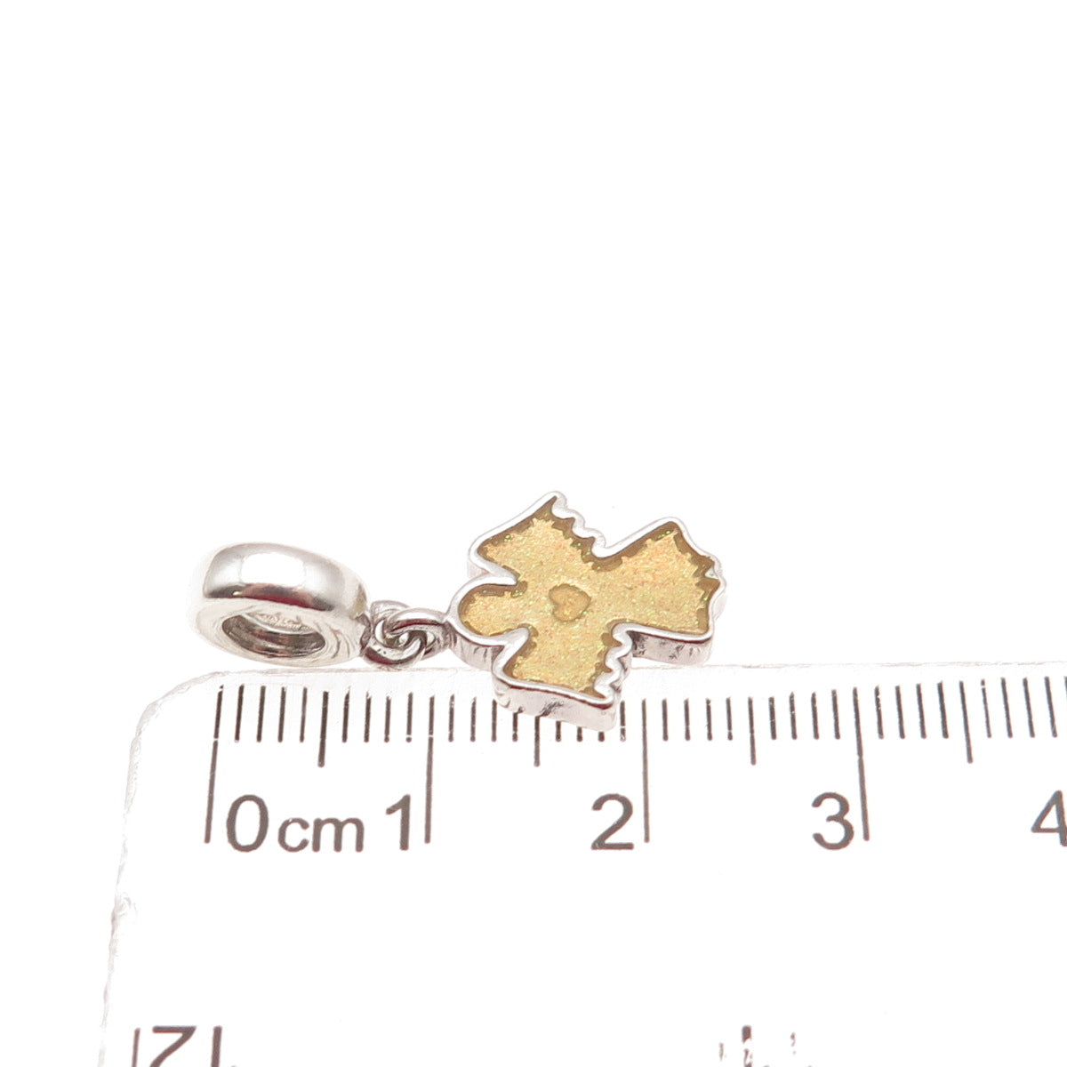 Pandora 925 Sterling Silver Yellow Enamel Sparkly Snow Angel Dangle Charm