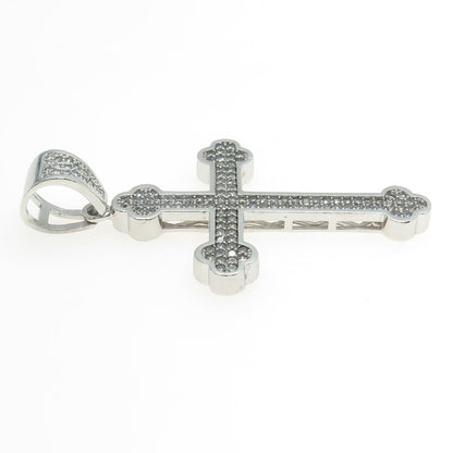 925 Sterling Silver Pave C Z Cross Pendant