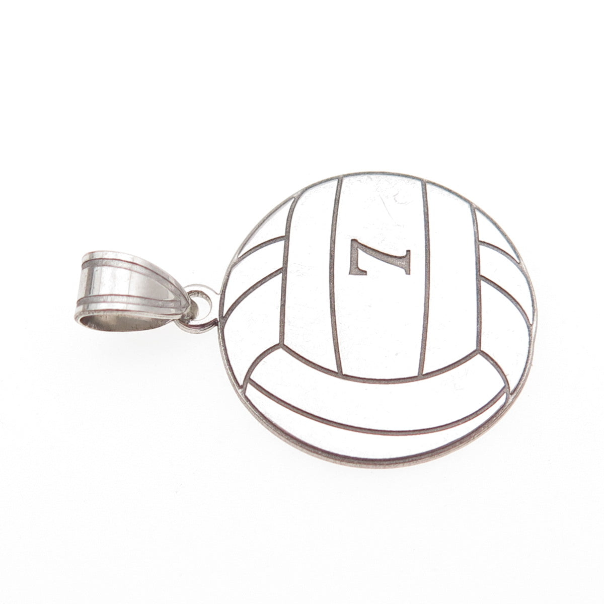 925 Sterling Silver Vintage Volleyball Number 7 Bridget Charm Pendant