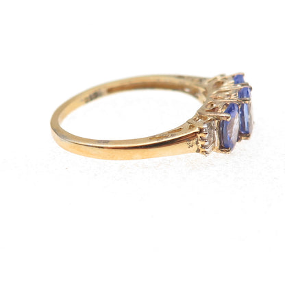 Chuck Clemency Sterling Silver Gold Plated Real Diamond & Tanzanite Ring Size 8