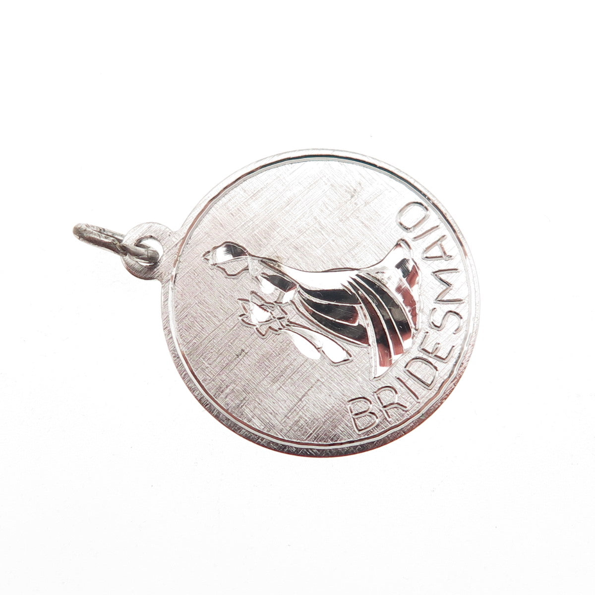 Griffith & Sons 925 Sterling Silver Vintage Bridesmaid Round Tag Charm Pendant
