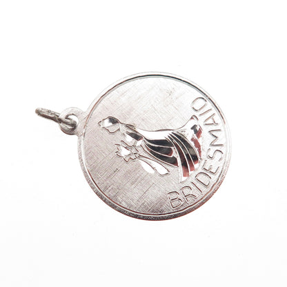Griffith & Sons 925 Sterling Silver Vintage Bridesmaid Round Tag Charm Pendant