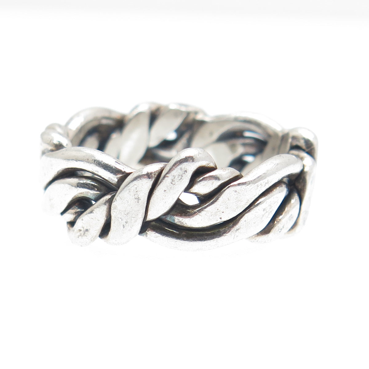 925 Sterling Vintage Mexico Modernist Woven Band Ring Size 10.25
