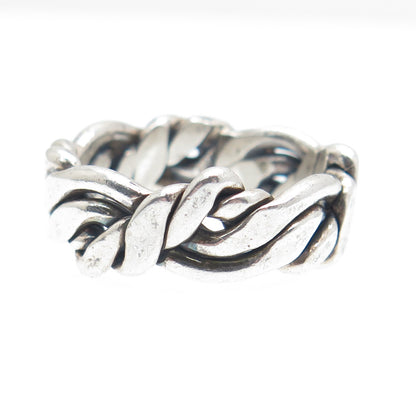 925 Sterling Vintage Mexico Modernist Woven Band Ring Size 10.25