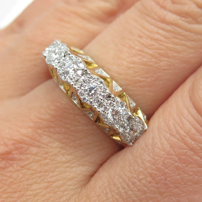 DADWANI 925 Sterling Silver Gold Plated Swarovski Crystal Ring Size 9.25