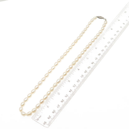 925 Sterling Silver Vintage Real Baroque Pearl Beaded Necklace 18"