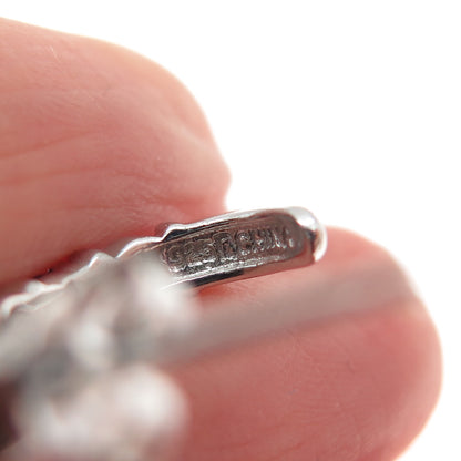 ROSS SIMONS 925 Sterling Silver Real Diamond & Red Garnet Half Hoop Earrings