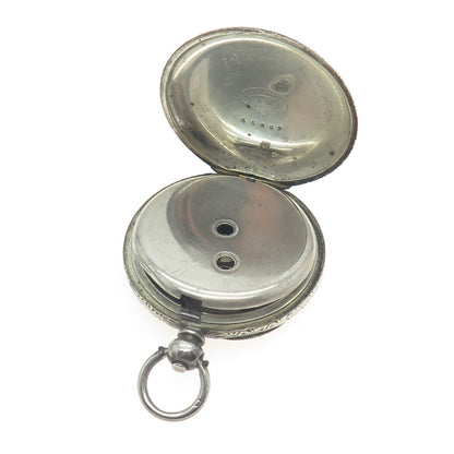 ANDRE MATHEY Antique Fine Silver Open-Face Pocket Watch #55839