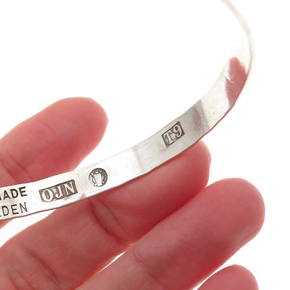 835 Silver Vintage 1969 NRO Sweden Modernist Hammered Bangle Bracelet 8.5"