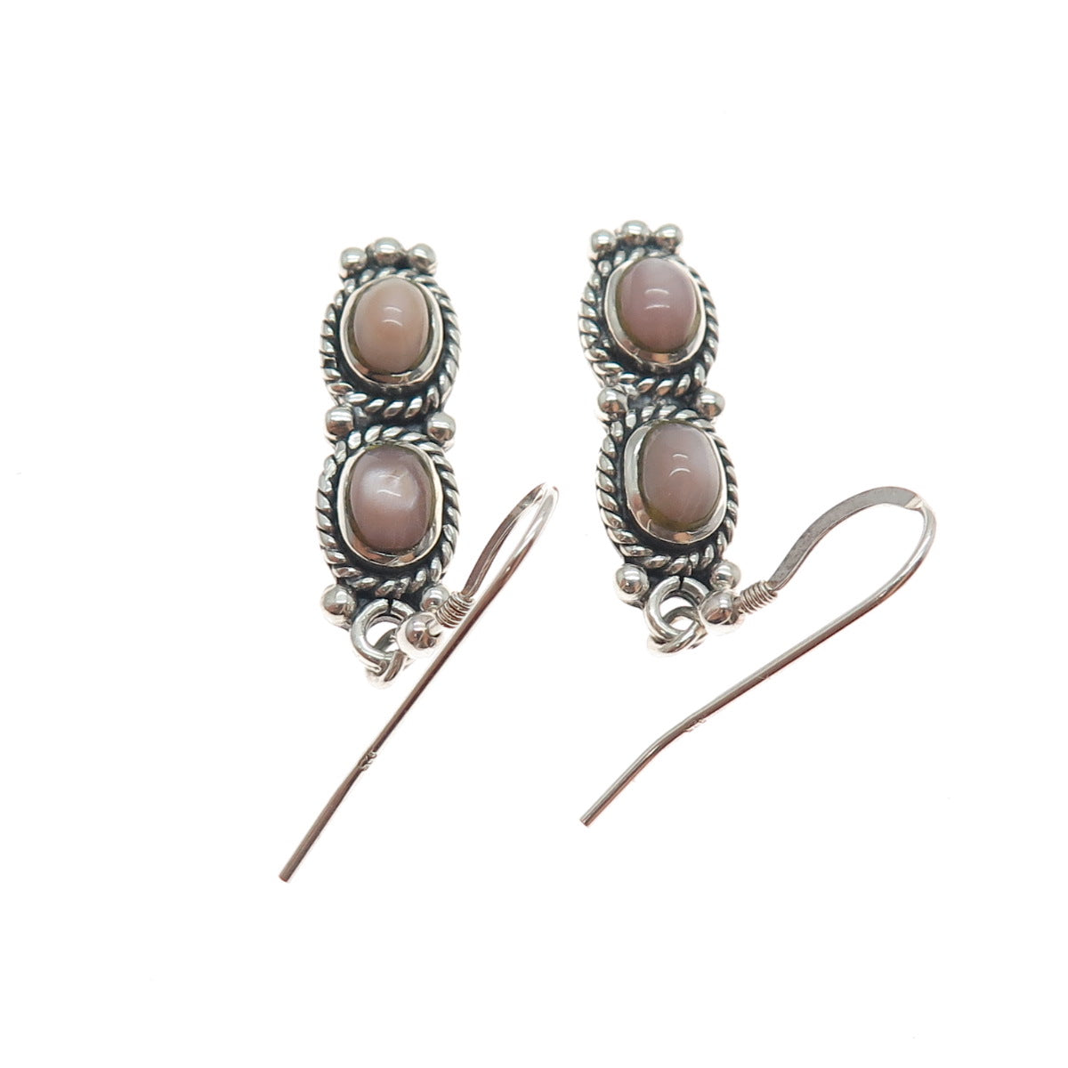 SUNRISE Old Pawn 925 Sterling Silver Vintage Southwestern MOP Dangle Earrings