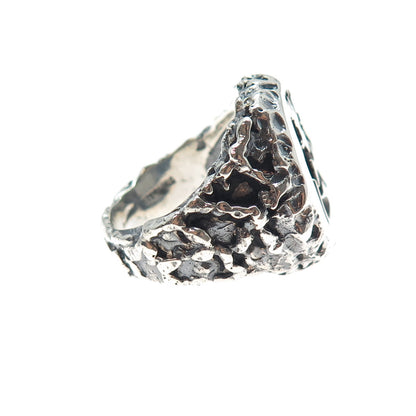 925 Sterling Silver Vintage Virgo Zodiac Sign Oxidized Nugget Ring Size 9.5