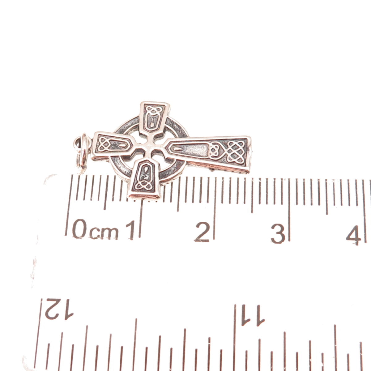 925 Sterling Silver Vintage Celtic Cross Oxidized Charm Pendant