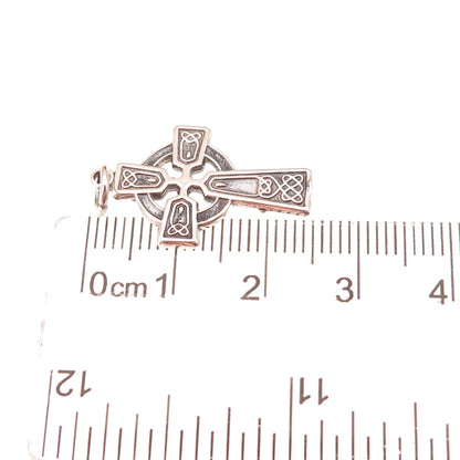 925 Sterling Silver Vintage Celtic Cross Oxidized Charm Pendant