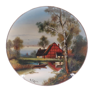 G. LIBERS Antique Porcelain Classical Landscape Scene Hand-Painted Plate #1411