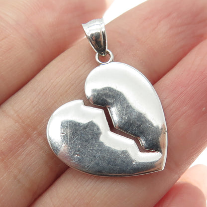 925 Sterling Silver Broken Heart Charm Pendant