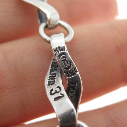 925 Sterling Silver Vintage Mexico Modernist Twisted Chain Oxidized Necklace 24"