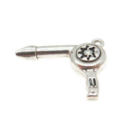 SUN WEST 925 Sterling Silver Vintage Hair Dryer 3D Pendant