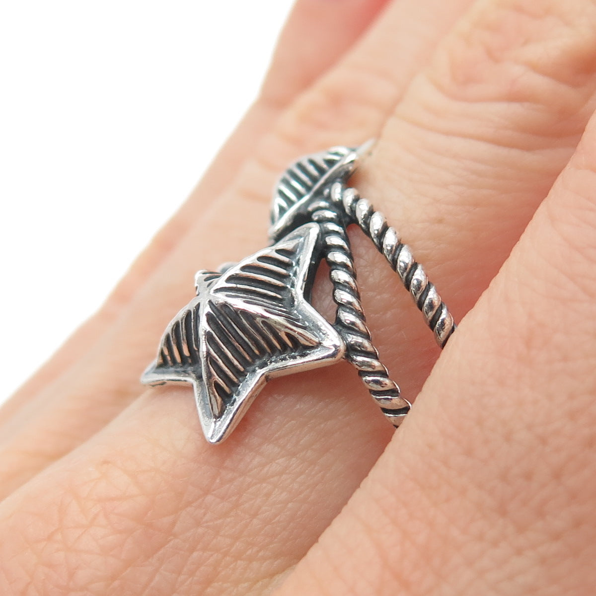 CAROLYN POLLACK AMERICAN WEST Sterling Silver Vintage Star Oxidized Ring Size 10