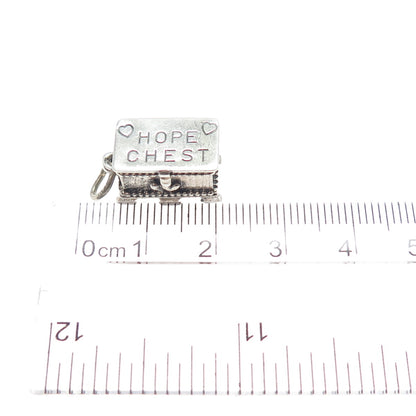 BEAU 925 Sterling Silver Vintage Hope Chest Minimalist Box Charm Pendant