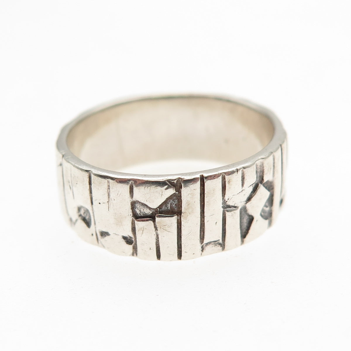 925 Sterling Silver Vintage Modernist Oxidized Band Ring Size 6.75