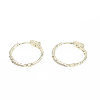 925 Sterling Silver Gold Plated Round-Cut Graduated C Z Hoop Earrings